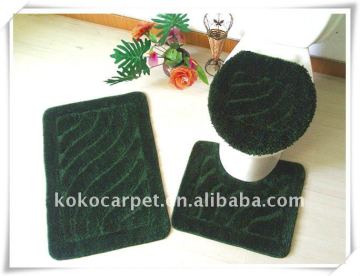 MICROFIBER - 3 PIECE RUG, CONTOUR & LID COVER SET - BROWN