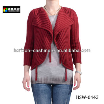 Woman Short Red Sweater Wool Coat, Women Big Collar Special Red Coat