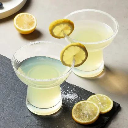 Elegant Stemless Vertical Stripes Cocktail Glasses