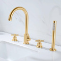 Full copper split bathtub faucet four-piece set