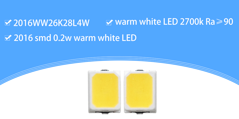 2016WW26K28L4W High CRI LED 2016 SMD Warm White 2600-2800K