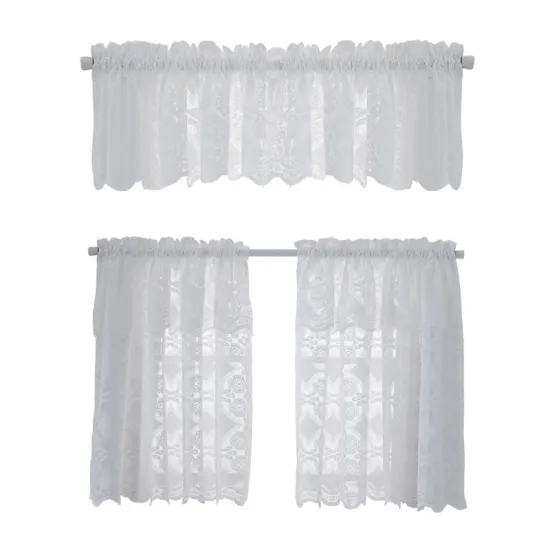Factory Direct Cheap Lace Curtains: Ideal for Short Kitchen and Cafe Windows with Included Hooks