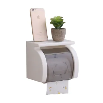 Wall-Mounted Plastic Paper Towel Holder with Waterproof Cover - No Nail, No Drilling