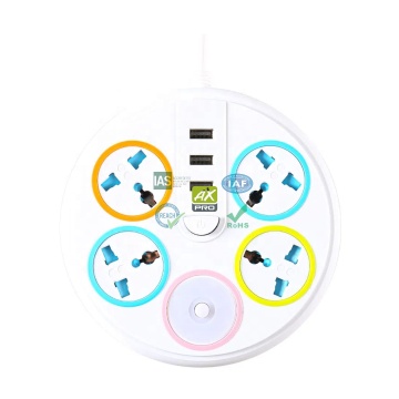Space-Saving Power Strip with 3 USB Charging Ports EU Socket Charging Station for Travel and Office