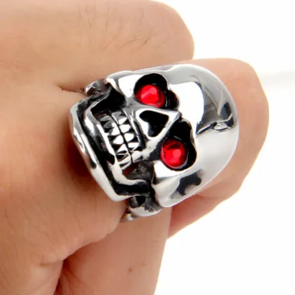 Europe style Titanium Crystal eye finger skull ring