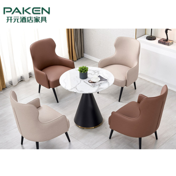 Modern Hotel and Restaurant Furniture: Round Metal Marble Coffee Tables and Chairs