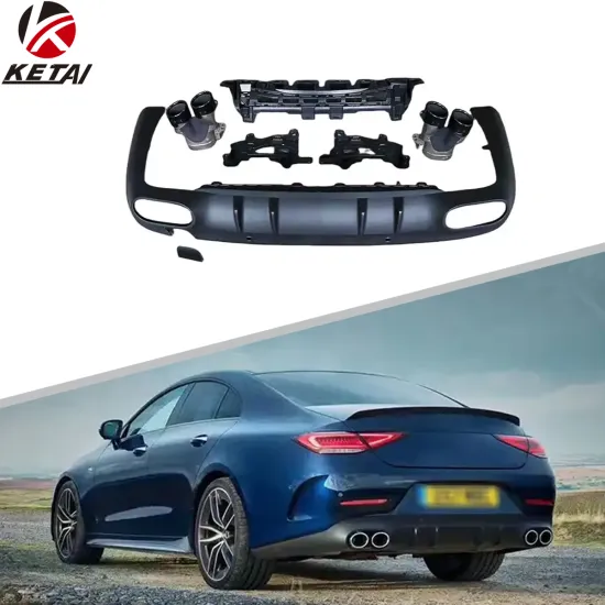 CLS53 Style Rear Diffuser with Black or Silver Tips for BENZ W257 AMG 2018+
