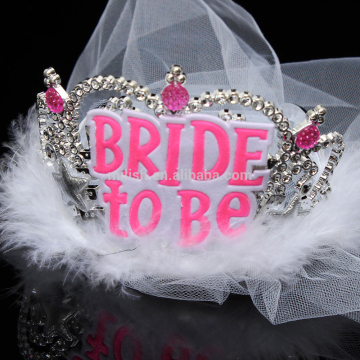 HEN-0042 wholesale Bride To Be Badge Hen Night Party plastic tiara crown
