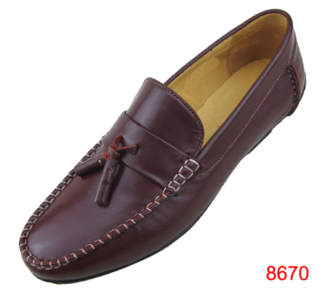tassel tie slip on casual men leather shoes