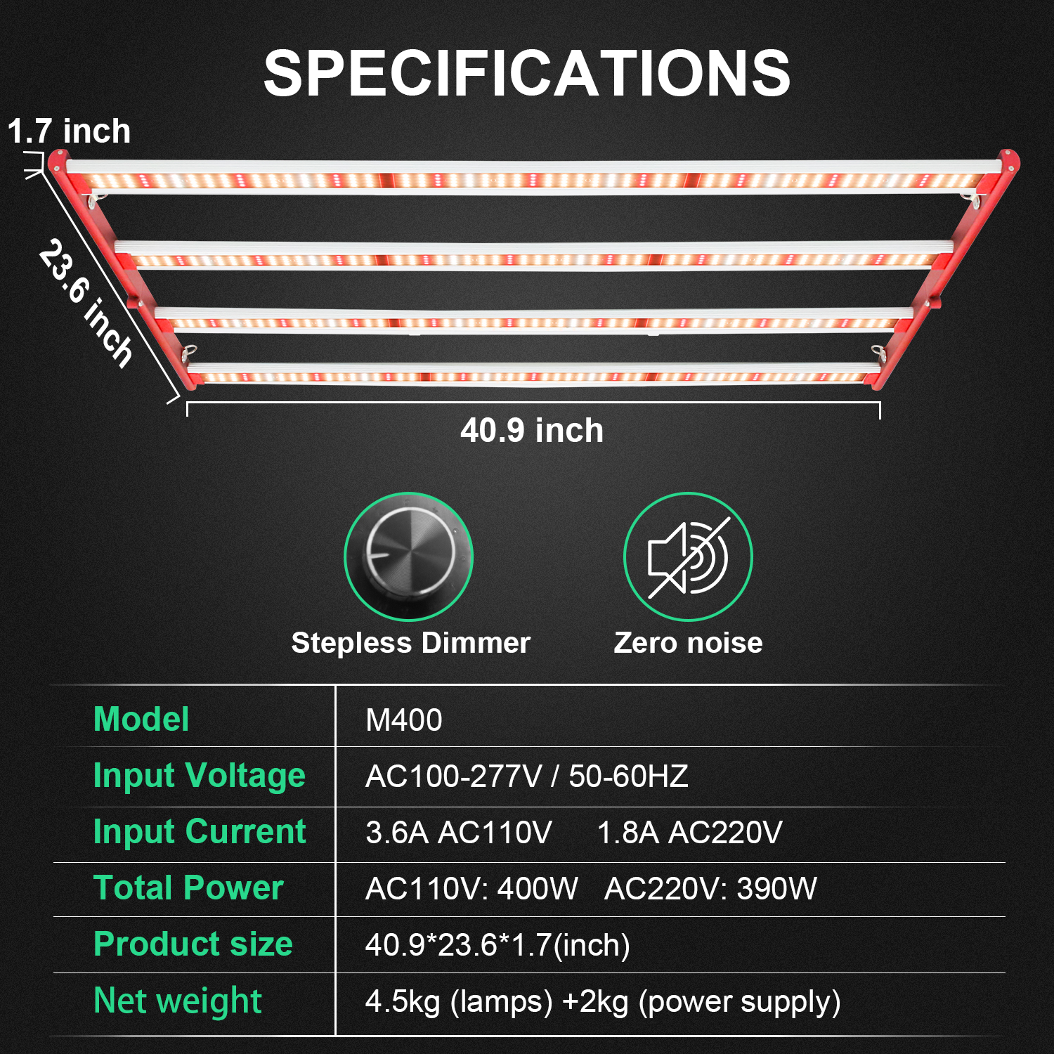 dimming led grow light bar