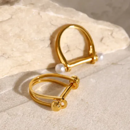 Dainty Fashion Jewelry Horseshoe Pearl Ring