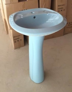 economical plain glazed stock basin with pedestal stand