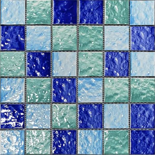 Mosaïque mélangée en céramique vert bleu de la piscine