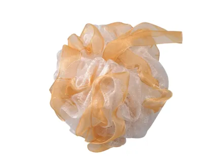 mesh orange ribbon exfoliating bath ball
