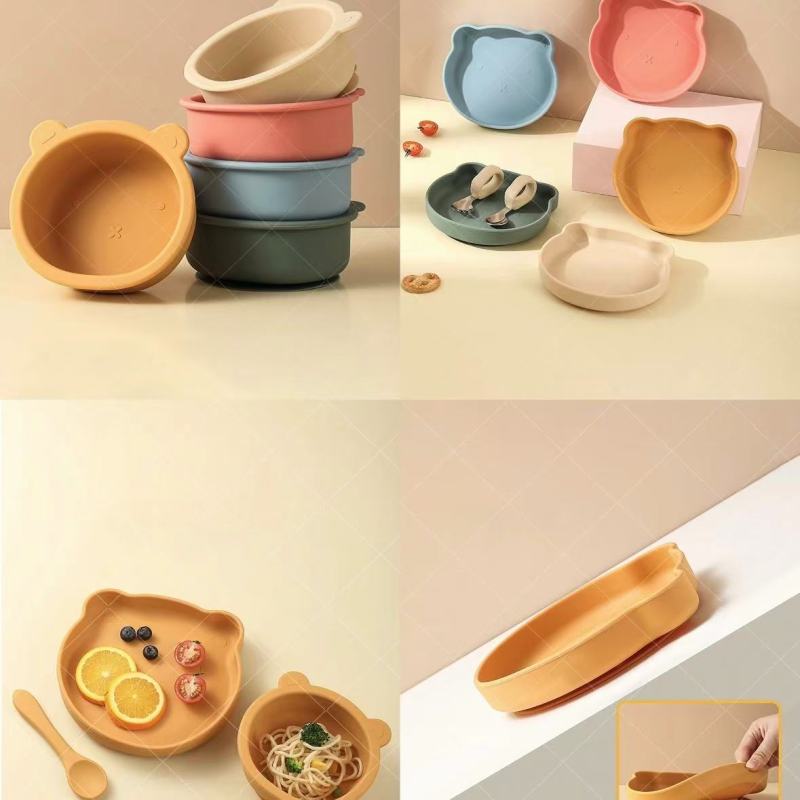 Adorable Bear-Shaped Silicone Kids Tableware