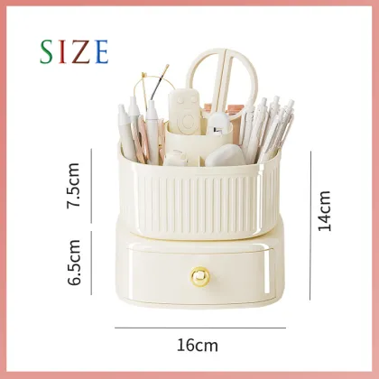 Rotatable Desktop Cosmetics Storage Box & Makeup Brush Organizer