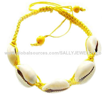 Custom Natural Shell Bracelets, Made of Shells and Yellow Cord