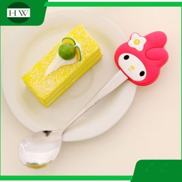 Custom Cartoon cute Stainless Steel lunch box coffee tea spoon with silicone handle dinner set Promotion Gifts