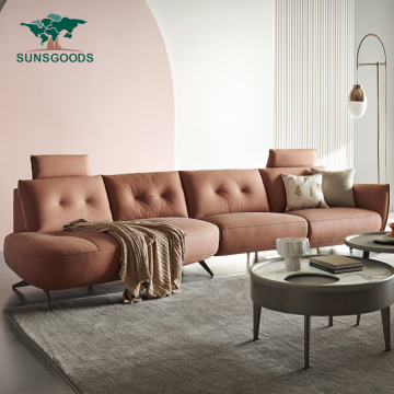 Foshan Factory 3 Seater Pink Leather Recliner Sofa Set