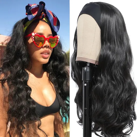 Long Body Wave Headband Wigs For Black Women Full Machine Natural Color Heat Resistant Synthetic Hair Easy To Wear Wig No Glue