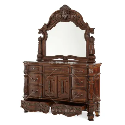 Luxury American Wooden Dressing Table with Mirror