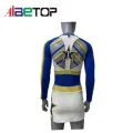 Uniformes de líderes de torcida de manga longa branca azul personalizados