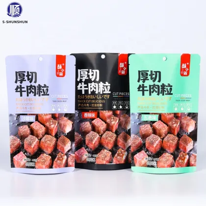 Custom Logo Printed Stand Up Zipper Plastic Bags for Dried Meat and Beef Jerky Packaging