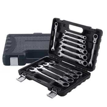 Carbon Steel Flex Head Movable Ratchet Wrench Set 12Pcs