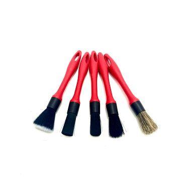Conjunto de cepillos de detallado automático: Kit de limpieza de cerello y cerdas para jabalíes de 5 pcs para el interior del automóvil