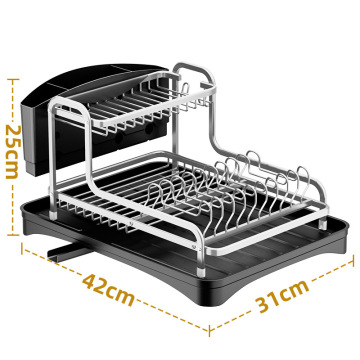 Stainless Steel Compact Kitchen Countertop Dish Rack with Drain