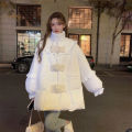 Women's winter loose white cotton-padded coat