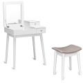 Bedroom Vanity Table Set with Flip Top Mirror