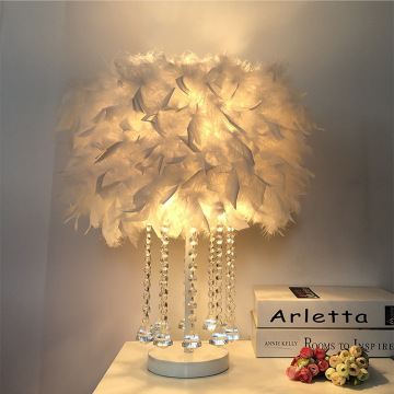 Crystal Feather Personality Table Lamp for European Living Room and Bedroom