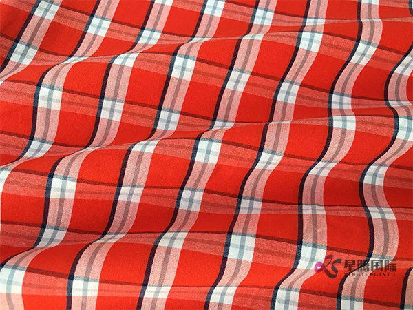 Red Check Woven 100% Cotton Fabric