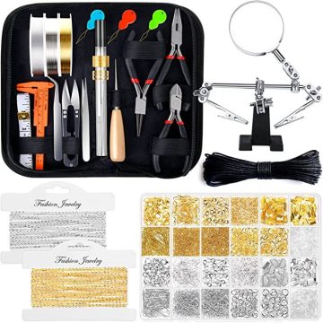 Comprehensive Jewelry Making Supplies Kit: Tools, Earrings, Wires, Findings, and Support for Crafting and Repair