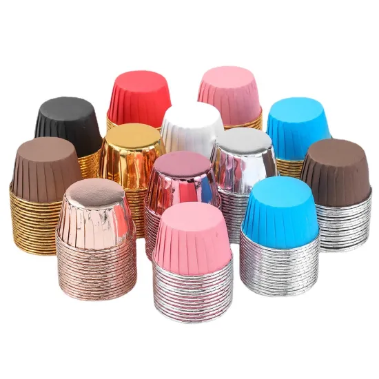 Round Mini Aluminum Foil Baking Cups with lids - Perfect for Cupcakes and Pastries