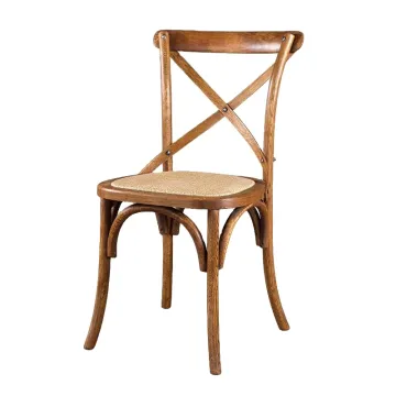 Wood Grain Resin Cross-Back Stackable Wedding Chairs for Event Rentals