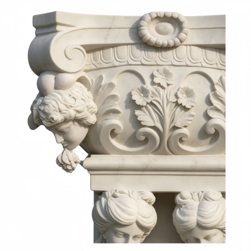 Grand Neoclassical Marble Caryatid Columns Outdoor Spaces