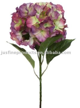 Artificial Flower: 43cm Hydrangea with 4 leafs