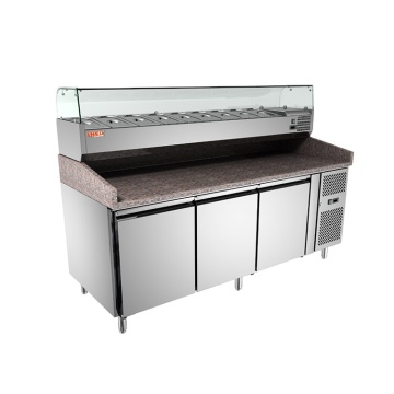 Stainless Steel Pizza Prep Table Refrigerator for Kitchens and Restaurants