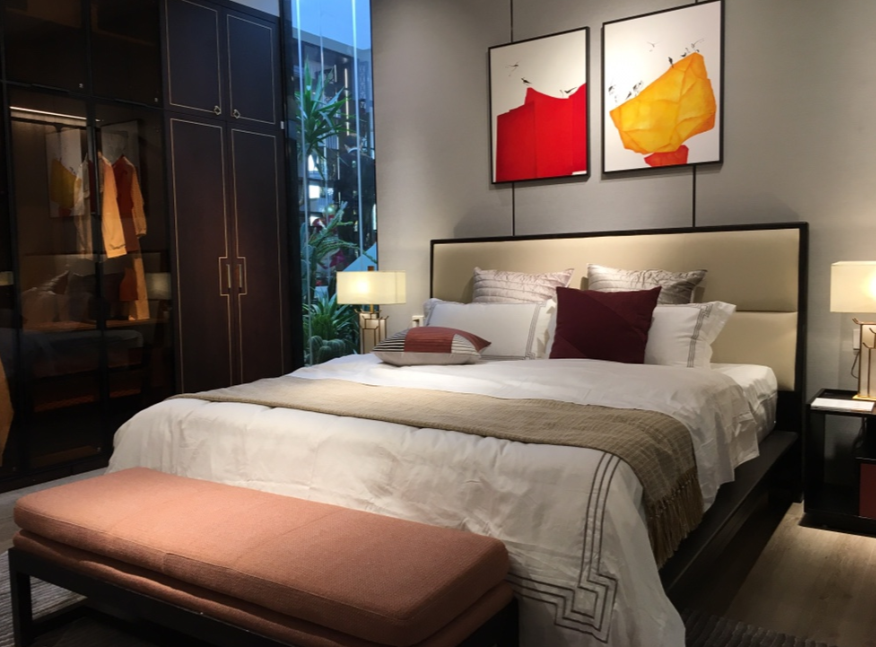living room with big bed