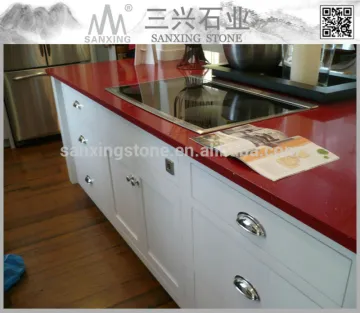red sparkle man-made quartz stone kitchen countertops price