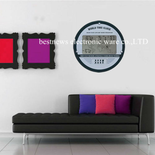 2014 Time Zones Automatically Switch World Time Clock, High Quality