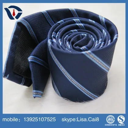 Royal blue custom logo silk woven necktie fabric wholesale