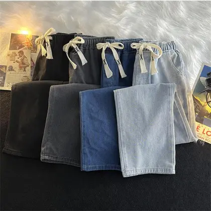 Trendy Men's Wide Leg Loose Casual Jeans Pants