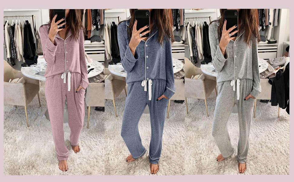 Women S Pajama Button Down Sleepwear Nightwear Sets