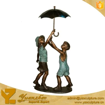 Garden Bronze Boy & Girl & Umbrella Fountain GBF-C016V