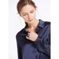 Basic Concealed Placket Silk Shirt Blouse for Women 100% Pure Silk Long Sleeves Cool Smooth Tops
