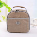 Washed Cotton And Linen Lunch Bag Hand-held student insulation bag lunch bag insulation bag Supplier