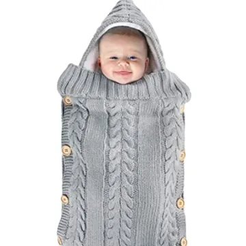 Amazon hot sell Newborn Baby Wrap Hoodie Swaddle Blanket Knit Sleeping Bag Sleep Sack Stroller Wrap for 0-12 Month Baby